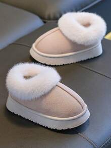 Children's Shoes And Boots 2025 Autumn And Winter New Small, Medium And Large Children's Home Indoor And Outdoor Plush Shoes Thickened Soft Sole Comfortable Simple Casual - 米色 - 查看 6