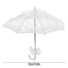 Vintage Lace Parasol Bridal Wedding Stick Umbrella For Photoshoot Victorian Style Party Accessory Props - 黑色 - 查看 7