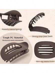 1pc Random Color Matte Oval Flat Clip, Minimalist Dull Finish Large Curved Arc Hair Clip, Duck Clip