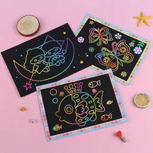 1 Stück Kratzkunst-Tafel, kreative Kratzmalerei-Karte, pädagogisches Lernspielzeug für Kinder - Schwarz - Übersicht 5