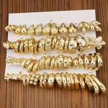 2pcs-66pcs/Set European And American Fashion Geometric Golden-Plated Earrings With Different Styles,Water Drop&Starfish,Suitable For Ladies' Daily Wear And Holiday Gift Giving