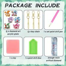 6 piezas Llaveros de arte de diamantes DIY, 4 diseños de patrones diferentes para elegir, decoración de strass asimétrica de doble cara, efecto exquisito, colgante de mochila, adorno colgante de coche, juego de manualidades de mosaico, regalo de Navidad, cumpleaños y decoración