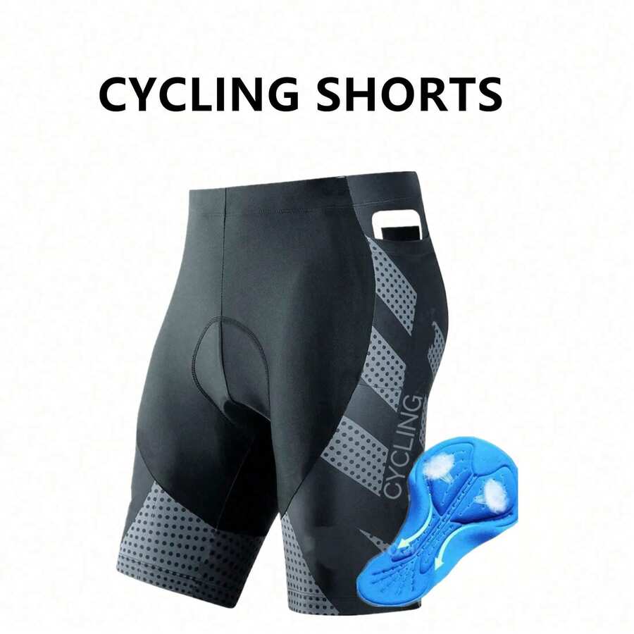 Men's Geometric Print Cycling Shorts, 4D Thick High Elasticity Slim Fit Road Cycling Shorts, Suitable For Cycling, Racing And Outdoor Sports