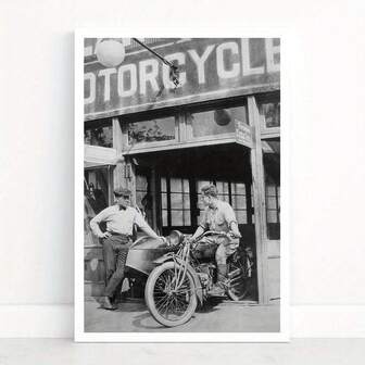 Impresión en lienzo de motocicleta vintage - Arte de pared en blanco y negro, regalo perfecto para motociclistas, póster de alta resolución sin marco para decoración del hogar