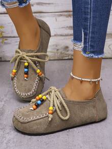 1 Paio di Scarpe Flat da Donna, Design Bohémien Popolare, Confortevoli e alla Moda, Suola Interna Morbida ed Elastica, Adatte per Uso Interno ed Esterno