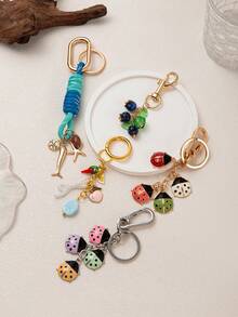 1pc Fashion Keychain Sun Pollen Colored Heart-Shaped Cherry Strawberry DIY Handbagcrossbody Bag, Car Keychain Decoration Can Be Freely Matched. Plated With 18K Gold, Suitable For Giving To Mothers, Wives, And Girlfriends. - Multicolor - View 8