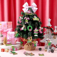 12/24/36 ozdób świątecznych, limonkowo-zielone i różowe ozdoby choinkowe, drewniane wiszące ozdoby, odpowiednie do dekoracji choinki, dekoracji na przyjęcia bożonarodzeniowe, wystroju domu, dekoracji świątecznych, dekoracji zimowych, dekoracji na imprezy tematyczne, do powieszenia na choince, suficie, w pobliżu okien, drzwi, kominków itp., aby stworzyć świąteczną atmosferę!