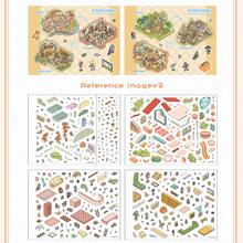 Pegatinas decorativas de casa DIY, pegatinas de paisajismo, pegatinas de escena, pegatinas de escena de casa en miniatura 3D para manualidades de scrapbooking, pegatinas de paisaje, pegatinas de cuaderno, pegatinas de escena de casa pequeña clasificadas a mano, reutilizables, disponibles en varios tamaños