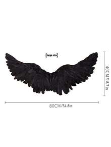 Fairy Angel Wings Back Decoration Halloween Costume White Feather Demon Props Colorful Wing Accessories Decoration - Black - View 11