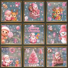1pc Pink Christmas Decoration Glass Stickers, Christmas Tree Snowman Window Static Stickers, Christmas Decoration Static Stickers, Christmas Decoration Props(The Style In The Picture Will Be Sent Randomly) Home Decor Christmas Decorations Room Decor Wall Decor Wall Stickers Wall Sticker Christmas Decorations Home