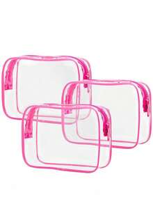 4 piezas Bolsas de tocador de moda y sencillas para hombres y mujeres, bolsas cosméticas impermeables y transparentes de tamaño de cuarto de galón aptas para ambos géneros, se pueden llevar a bordo de aviones y se pueden regalar 1/2/3 piezas, bolsa de maquillaje, bolsa de maquillaje, bolsas de maquillaje, bolsa cosmética, organizador de maquillaje, bolsa de maquillaje, bolsa, tocador, bolsas de maquillaje, bolsa de maquillaje pequeña, bolsa de maquillaje, bolsa cosmética, gran capacidad, bolsa de maquillaje grande, regalos de Navidad, bolsa, regalos para mujeres, bolsa / bolso pequeño, organizador de maquillaje, bolsa, soporte de brochas, mini bolsa, bolsa de gran capacidad, regalos para mujeres, regalos de Navidad, ideas de regalo para mujeres - Rosa Fucsia - Ver 12