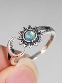 1 PC Pretty Sun Cubic Zirconia Ring For Women For Wedding Engagement Anniversary Party Jewelry Valentine's Day Gift