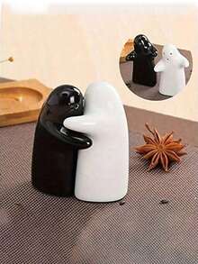 2 件复古幽灵陶瓷调味罐、盐和胡椒瓶，新奇可爱的设计，适用于厨房、餐厅、商业酒店、家居装饰、礼物的圣诞装饰