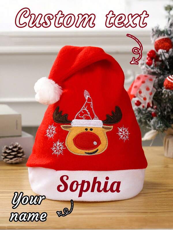 Personalized Custom Santa Hat - Red Christmas Hat With Santa's Name Customization, Lightweight Polyester Santa Hat For Adults, Christmas Party, Photo Shoots, Custom Holiday Gifts - Easy-To-Wear Personalized Name Hat, Funny Christmas Hat, Seasonal Celebration, Festive Design, Durable Stitching, Festive Headwear, Gift Seekers, Party Accessories, Highquality Stitching, Party Planners