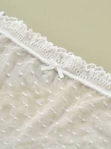 4件/包 女士无缝性感蕾丝薄纱蝴蝶结花卉图案内衣 - 彩色 - 查看 8