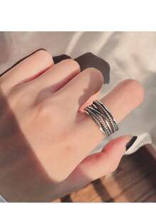 1pc Vintage Royal Style Thumb Knitted Multi-Layer Open Ring, Thick Adjustable Ring, Rugged Bohemian Elegant Ring, Women's Jewelry For All Seasons, Gift For Her