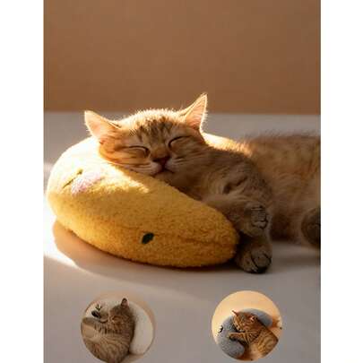宠物睡枕猫用时尚颈部保护器深度睡眠小狗U型猫用品小猫头枕狗睡枕猫用抱枕睡枕，可机洗