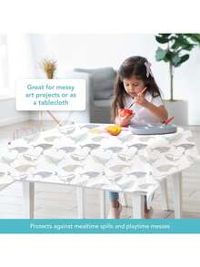 1件鲸鱼图案婴儿防溅垫，适用于高脚椅下方，可水洗防水垫，也可作脏垫和桌布使用。