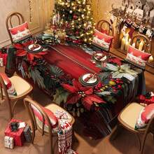 Față de masă de Crăciun 1/20 buc, față de masă clasică de lux, model floral roșu alb și roșu de fructe de pădure de Crăciun, decor de ambianță de Crăciun, potrivită pentru stilul de Crăciun, potrivită pentru utilizare în interior și exterior, bucătărie de acasă, decorare masă și decorare cină, cadouri pentru familie și prieteni