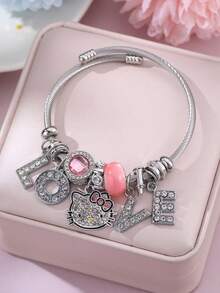 Sanrio 1pc Sanrio Kuromi Design Stainless Steel Bracelet, Fashion Accessory Gift For Friends And Couples - Multicolor - View 5