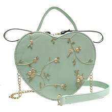 Woman's Crossbody Shoulder Bag Top Handle Shoulder Bags With Heart Shape For Mobile Phone Cosmetics Keychain - màu xanh lá - Xem 4