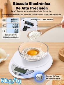 Báscula electrónica para cocina, precisa Diseño portátil ES069 - Blanco - Ver 2