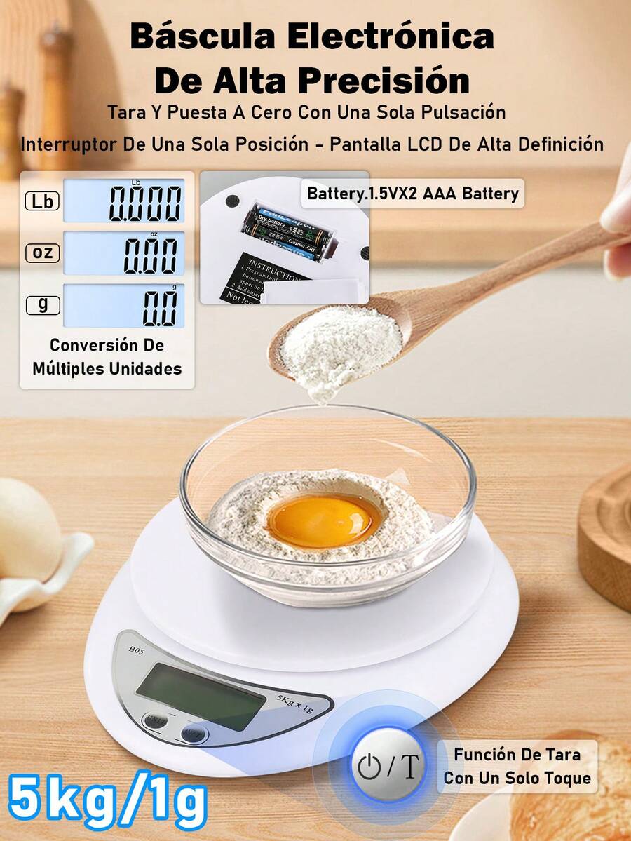 Báscula electrónica para cocina, precisa Diseño portátil ES069