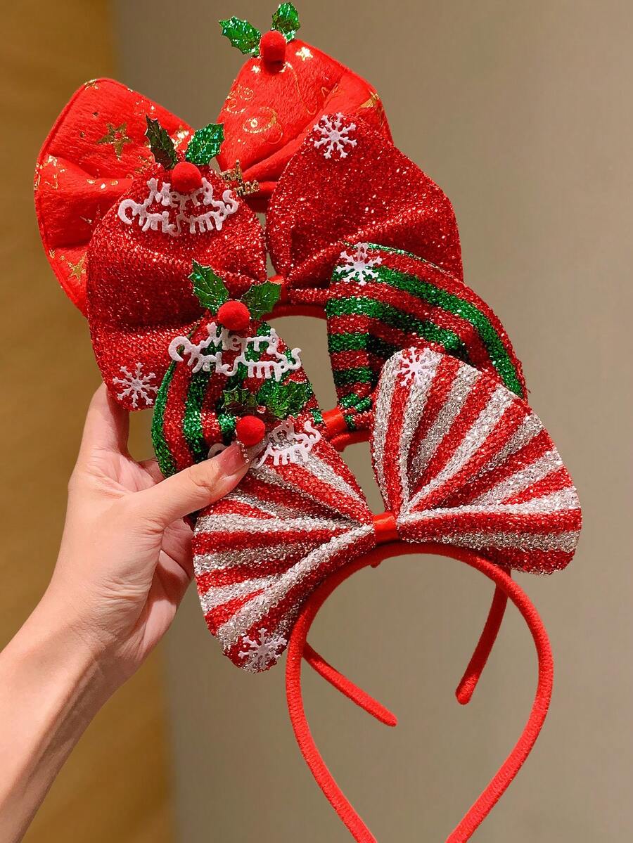 1/2/4 buc. Bentiță de Crăciun, Accesorii de păr cu clopoțel de Crăciun, Bentiță la modă pentru fete, Opțiuni multicolore, Recuzită foto pentru petreceri de sărbători