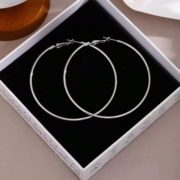1 Pair Women's Fashion Exaggerated Simple Hoop Earrings