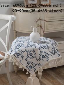 Bubaba 1pc Multicolor Floral Print Rectangular Tablecloth, Bohemian Vintage Farmhouse Linen Decorative Placemat Tablecloth, Suitable For Dining Room, Kitchen, Bedroom, Living Room, Party, Wedding, Holiday Celebration, Cafe - Multicolor - View 6