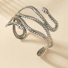 Nostalgic Punk Double Snake Design Bracelet Animal Decoration Silver Hand Jewelry - [bạc] - Xem 4
