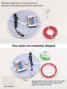 Luces de neón LED RGB con control remoto, tira de luz multicolor cambiante para decoración de dormitorio, iluminación de señal de neón flexible alimentada por USB - Multicolor - Ver 10