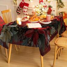 Față de masă de Crăciun 1/20 buc, față de masă clasică de lux, model floral roșu alb și roșu de fructe de pădure de Crăciun, decor de ambianță de Crăciun, potrivită pentru stilul de Crăciun, potrivită pentru utilizare în interior și exterior, bucătărie de acasă, decorare masă și decorare cină, cadouri pentru familie și prieteni