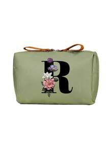 Geantă cosmetică elegantă cu monogramă, geantă de toaletă portabilă pentru femei, geantă de ruj, portofel pentru monede, geantă de depozitare pliabilă ușoară, geantă cosmetică, geantă de călătorie, geantă de depozitare portabilă, capacitate mare, cu mâner, multifuncțională, poliester durabil cu închidere cu fermoar, lavabilă la mașină, potrivită pentru naveta zilnică, călătorii de afaceri, vacanțe, poate fi oferită prietenilor, membrilor familiei ca un cadou grijuliu, cadouri de Crăciun, Halloween.