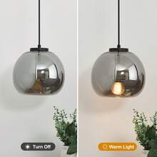 YQYYFC Mirror Smoke Gray Glass Pendant Lights Kitchen Island 3 Pack 7.87" Glass Globe Pendant Light Black Hanging Light Fixture Modern Pendant Lighting For Kitchen Island Bedroom Dining Room - Gói 3 màu xám khói gương - Xem 4