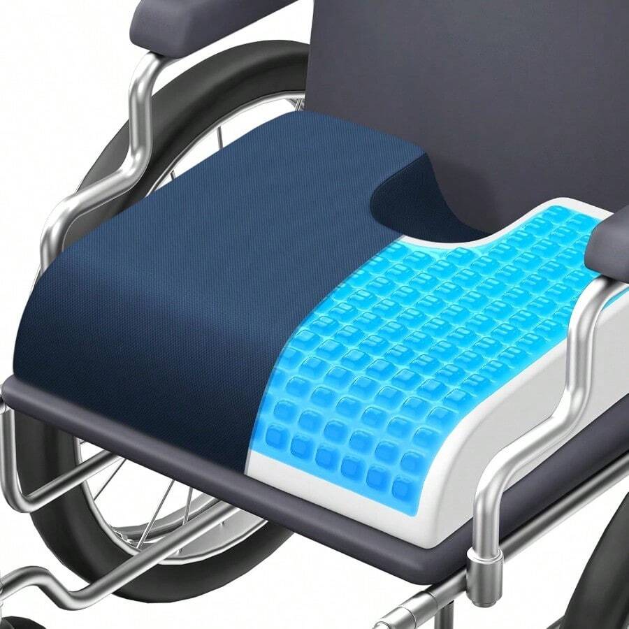TranquilMoments Seat Cushion Gel Wheelchair Seat Cushion Ergonomic Chair Cushions For Office Chairs And Car Relieve Sciatica Back And Tailbone Pain Removable Cover And Non Slip Bottom Black - 藍色 - 查看 1