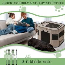 1pc Beige Color Foldable & Portable Pet Playpen, 600D Waterproof Oxford Cloth + Breathable Mesh, Indoor/Outdoor Cat Dog Use, Pet Nest Whelping Box For Camping, Easy To Store And Carry