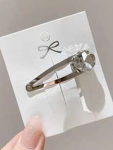 1pc Crystal Zirconia Crystal BB Clip, Hollow Hair Clip, Autumn/Winter Hair Accessory, Claw Clips, Hair Claws, Hair Slide, Hair Barrettes