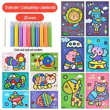 1 Set DIY Manualidades Creativas de Arte Mágico de Dibujos Animados, Incluye de Colores Múltiples y 12/24 Tableros de Pintura, Temas de Vehículos y Animales, Regalo Ideal para Cumpleaños o Fiesta