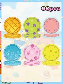 81 piezas Conjunto desechable de vajilla temática de SpongeBob SquarePants y Squidward Tentacles para fiesta de cumpleaños, platos de postre de 7 pulgadas, adecuado para camping, picnic, barbacoa en el patio, boda, Navidad, suministros para fiestas de cumpleaños - Multicolor - Ver 2