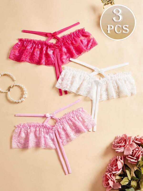 3pcs Women's Sexy Crotchless Lingerie Panties