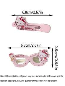 Sanrio 2 piezas Clip de pelo con diseño de Hello Kitty de dibujos animados, regalo de Navidad con decoración navideña linda