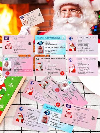 Lost Santa Driver's License Card, Santa Sleigh ID Card, Ornament, Christmas Keepsake,Party Entertainment Prop Christmas Tree Decoration, You Can Hide It In Your Gifts, On The Front Door, Or On The Fireplace. Christmas Party Gift Card Filler Is Perfect For Children's Birthday Parties, School Fairs, Parties And Events, And Christmas Stocking Stuffers.