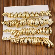 2pcs-66pcs/Set European And American Fashion Geometric Golden-Plated Earrings With Different Styles,Water Drop&Starfish,Suitable For Ladies' Daily Wear And Holiday Gift Giving