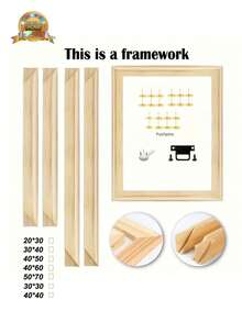 SESE HOME - 1 set DIY 4 barres en bois Cadre photo en bois sur canevas (nécessite un assemblage)(sans verre) Cadre photo en bois de pin DIY Peinture à l'huile canevas Décoration murale Peinture Cadre photo en diamant Bande de bois épaisse Cadre photo en soie Peinture Pratique Décoration d'intérieur