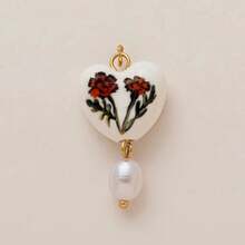 1pc Graffiti Painting Fashion Flower Series Morning Glory Rose Orchid Strawberry Mango Pendant, With Faux Pearl Pendant At The End, Electroplated 18K Gold, Suitable For Making DIY Creative Necklaces, Bracelets, Earrings, Backpacks, Keychains, And Can Be Used As Lucky Pendants For Wives, Mothers, And Girlfriends. - Multicolor 1 - View 12