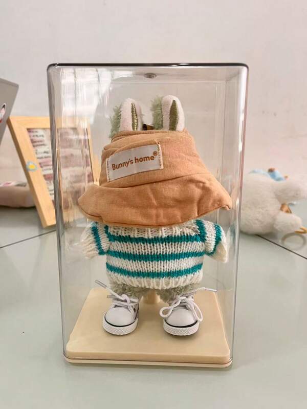 1pc Transparent Display Stand Protective Case For 15/17cm Doll Accessories, 1pc Doll Clothes And 1pc Display Box Storage Box, 1st/2nd Generation Keychain (Doll Not Included)