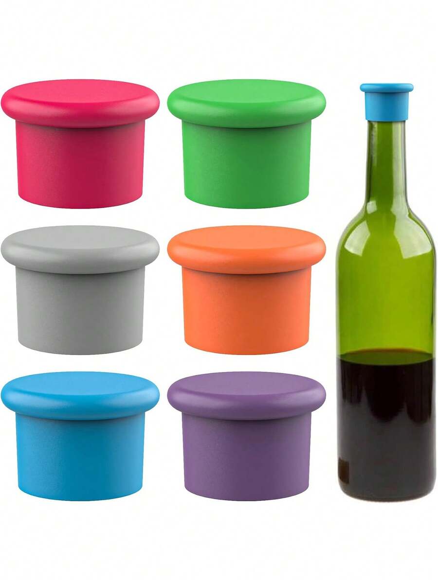 6/12 pièces Bouchon de vin en silicone aléatoire, bouchon de liège de rechange, bouteille de vin scellée, bouchon de bouteille de bière réutilisable, récipient de stockage de vin, cadeau de vin, facile à nettoyer, bouchon de bouteille étanche, support, bouchon de bouteille de boisson gazeuse scellée, accessoires de bar