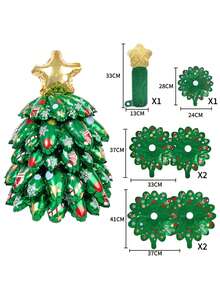 6/10 buc/set mini baloane folie în formă de brad de Crăciun cu decor stea - decor multicolor roșu, verde, auriu cu fulgi de zăpadă și acadele, potrivit pentru petreceri de sărbători, sărbători interioare/exterioare, decor de Crăciun cu baloane, decorațiuni și cadouri de Crăciun, decor de ziua de naștere cu tematică de Crăciun