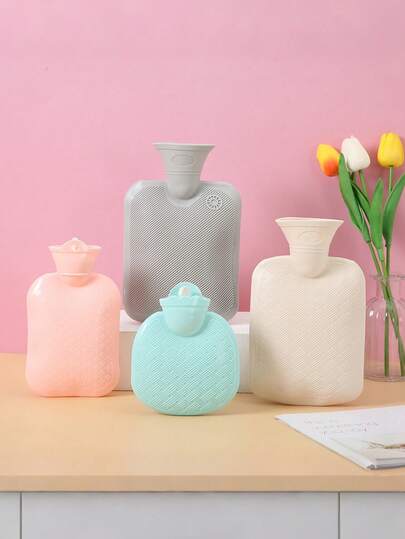 1pc Striped Hot Water Bottle, For Hot & Cold Therapy, Thick Insulated Cover, Small Size, Travel & Holiday Gift